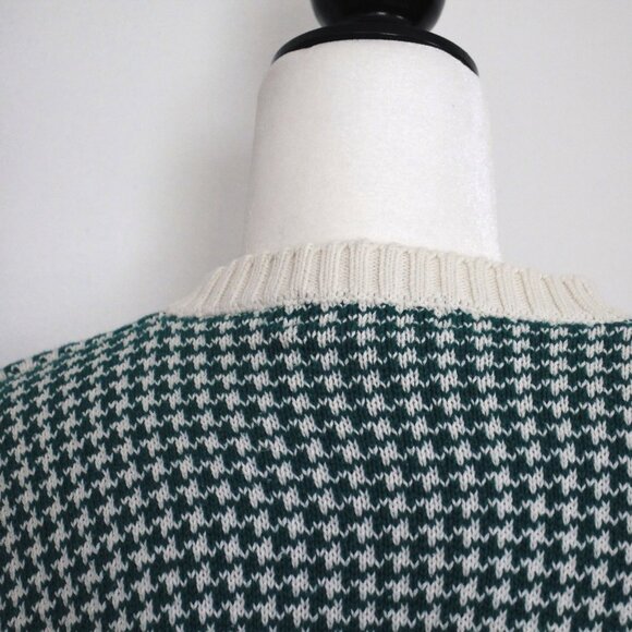Vintage Green CLUB ROOM Pullover Sweater Slouchy Houndstooth Women's Large - Picture 5 of 6